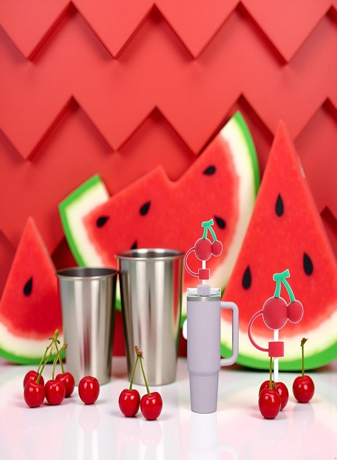 غطاء شفاط على شكل كرز أحمر، أغطية لطيفة، غطاء لأكواب ستانلي سعة 30 و40 أونصة، غطاء شفاط سيليكون لأطراف 0.4 بوصة، شفاطات قابلة لإعادة الاستخدام - Image 3